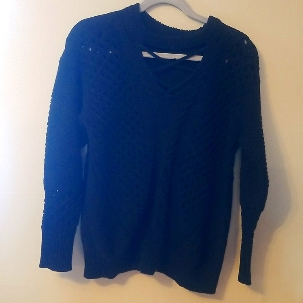 Maurice’s goth Black stylish sweater collection of cross straps on front